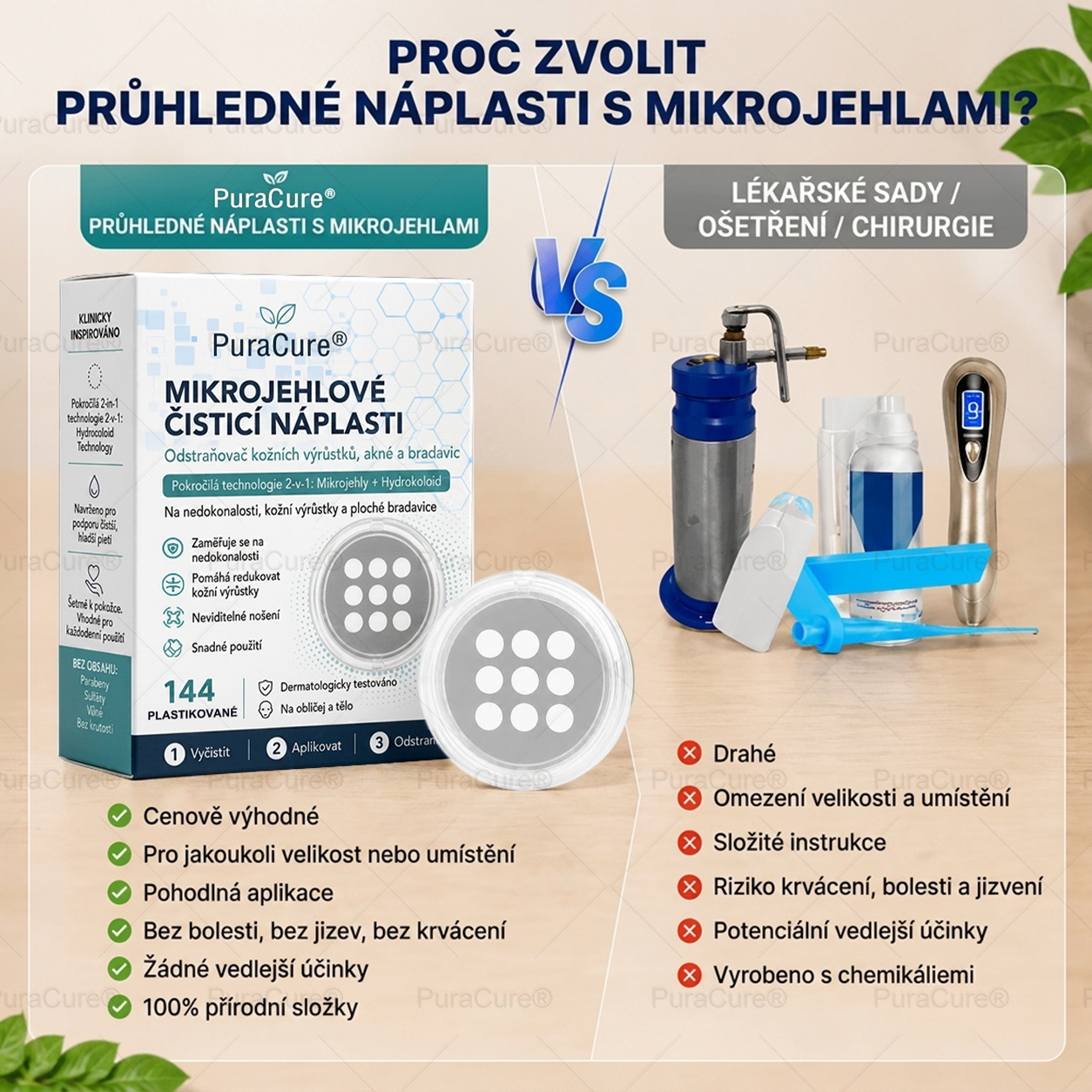 ✨✨PuraCure® 2v1 mikrojehličková a hydrogelová náplast🍀 | Pomáhá odstranit vystouplá znaménka, akné, ploché bradavice a kožní výrůstky | Pomáhá zlepšit vzhled vrásek, jizev a nedokonalostí pleti | Neviditelné náplasti na obličej i tělo