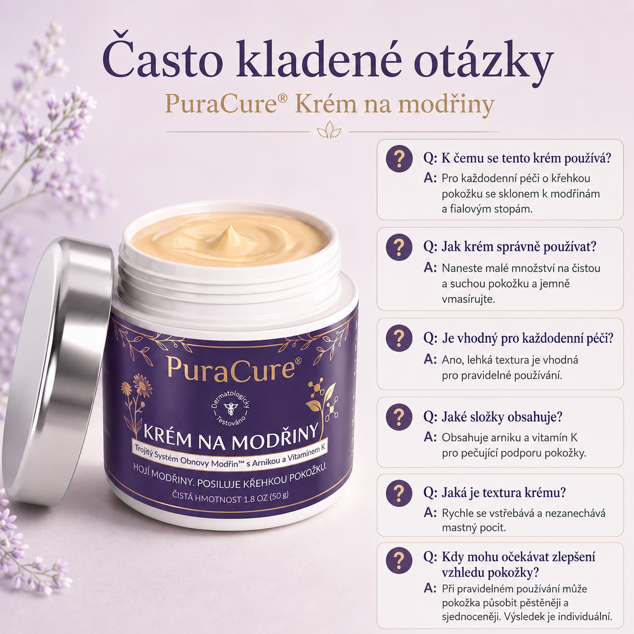 💜 100 000+ PRODANÝCH KUSŮ 💁‍♀️ – PuraCure® Krém na modřiny a posílení pokožky