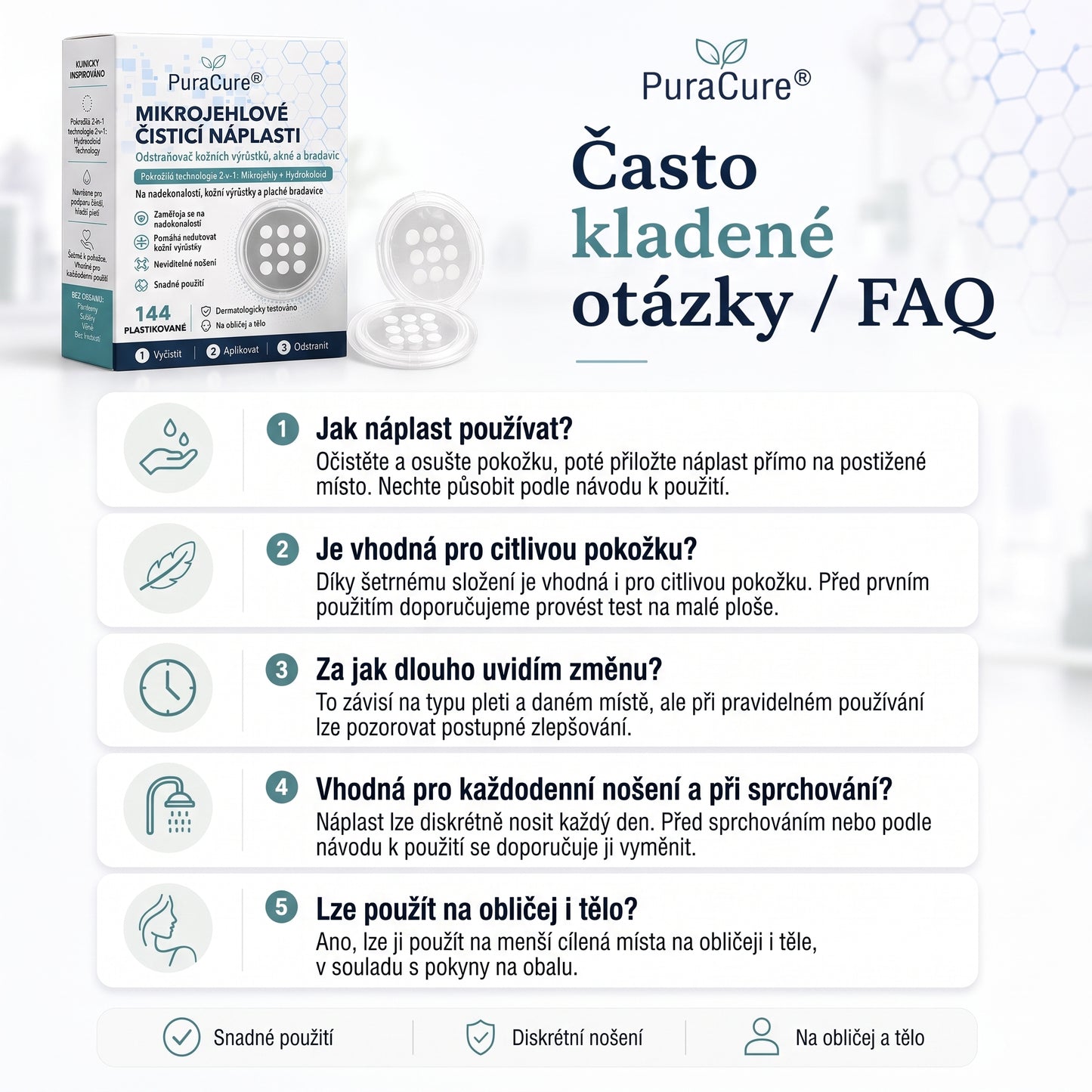 ✨✨PuraCure® 2v1 mikrojehličková a hydrogelová náplast🍀 | Pomáhá odstranit vystouplá znaménka, akné, ploché bradavice a kožní výrůstky | Pomáhá zlepšit vzhled vrásek, jizev a nedokonalostí pleti | Neviditelné náplasti na obličej i tělo