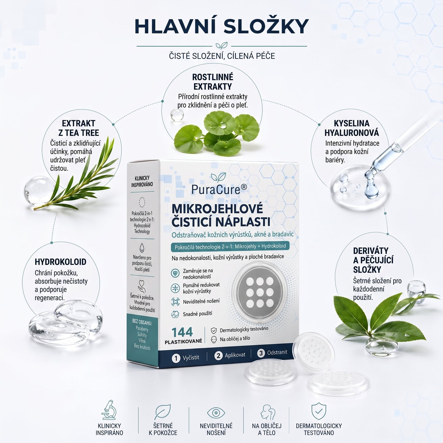 ✨✨PuraCure® 2v1 mikrojehličková a hydrogelová náplast🍀 | Pomáhá odstranit vystouplá znaménka, akné, ploché bradavice a kožní výrůstky | Pomáhá zlepšit vzhled vrásek, jizev a nedokonalostí pleti | Neviditelné náplasti na obličej i tělo